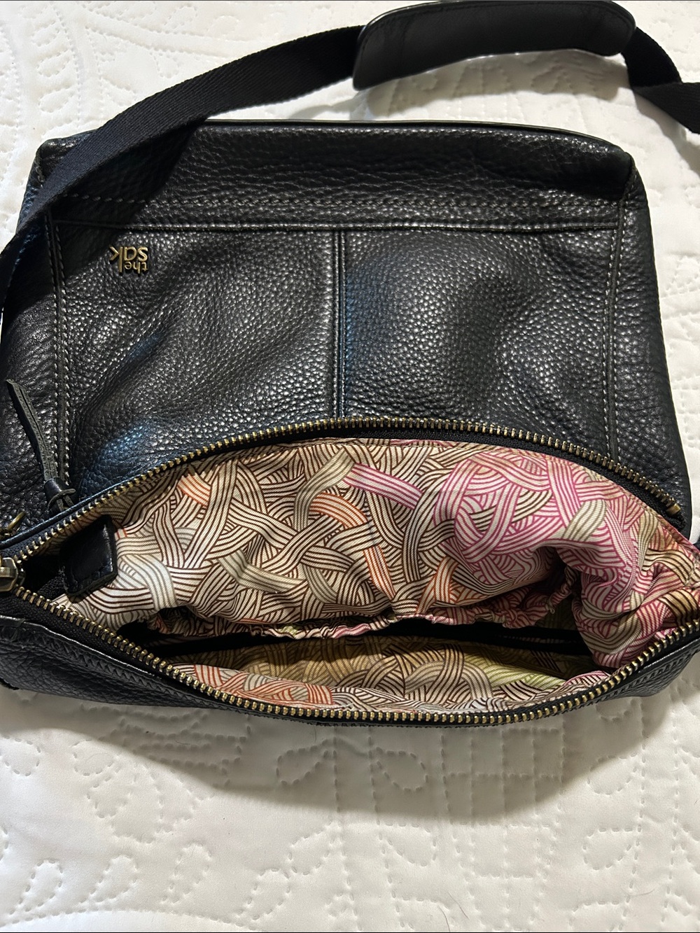 The Sak Black Pebbled Leather Crossbody with Gold Charm - Picture 7 of 15